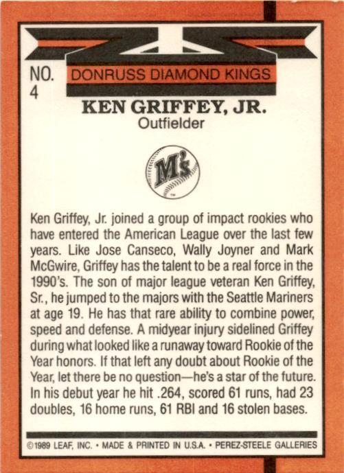 1990 Donruss #4 Ken Griffey Jr. Seattle Mariners
