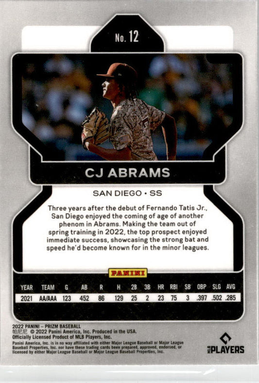 2022 Panini Prizm #12 CJ Abrams RC San Diego Padres