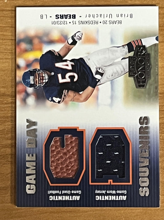 2002 Playoff Honors Game Day Souvenirs #GD-5 Brian Urlacher #/250 Chicago Bears