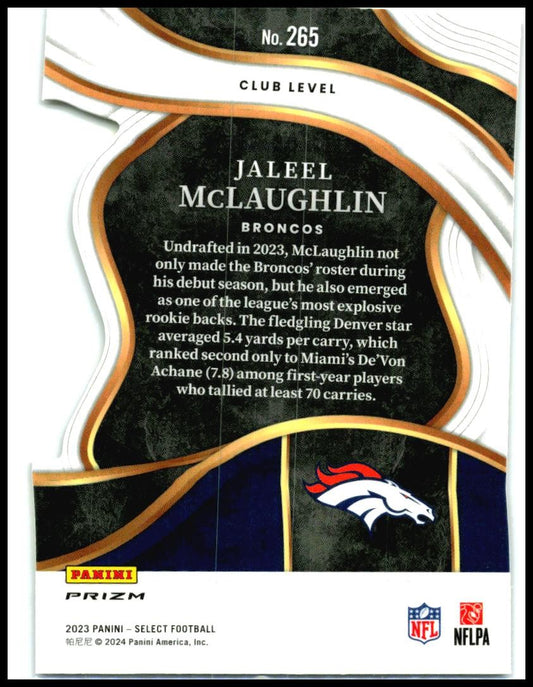 2023 Select Black and Gold Prizms Die Cuts #265 Jaleel McLaughlin Rookie Denver