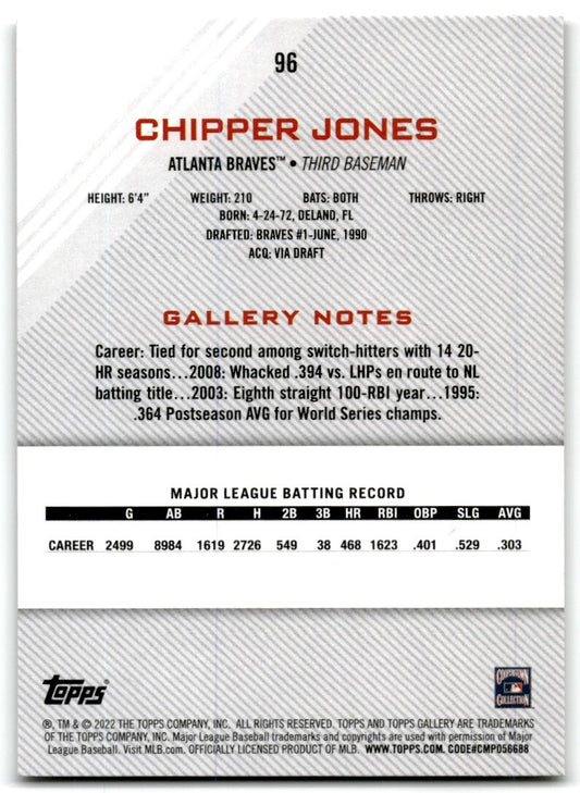 2022 Topps Gallery Chipper Jones Atlanta Braves #96