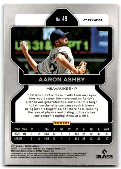 2022 Panini Prizm Red/White/Blue Aaron Ashby Milwaukee Brewers #49