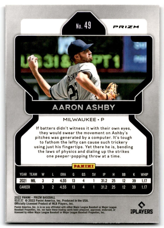 2022 Panini Prizm Red/White/Blue Aaron Ashby Milwaukee Brewers #49