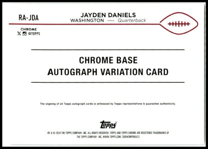 2024 Topps Chrome Rookie Auto Gold Wave #RA-JDA Jayden Daniels Auto Washington