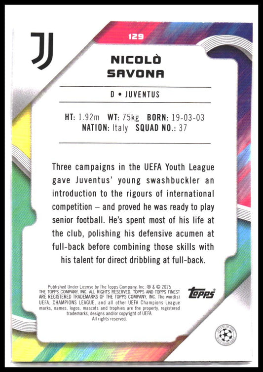 Nicolò Savona #129 2024-25 Finest UEFA Club Competitions Rookie
