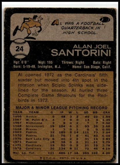 1973 Topps #24 Al Santorini St. Louis Cardinals