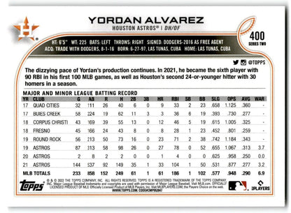 2022 Topps Rainbow Foil Yordan Alvarez Houston Astros #400