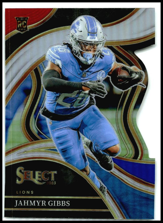 2023 Panini Select Red and Blue Prizms Die Cuts #266 Jahmyr Gibbs Rookie Lions