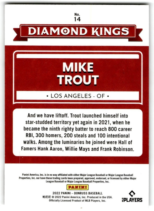 2022 Donruss Diamond Kings Mike Trout Los Angeles Angels #14