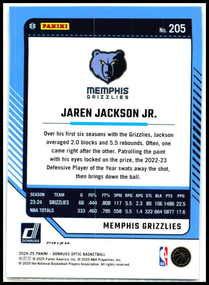 2024-25 Donruss Optic Holo #205 Jaren Jackson Jr. Memphis Grizzlies