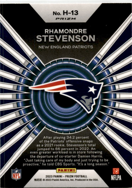 2023 Panini Prizm Hype Green #H-13 Rhamondre Stevenson New England Patriots
