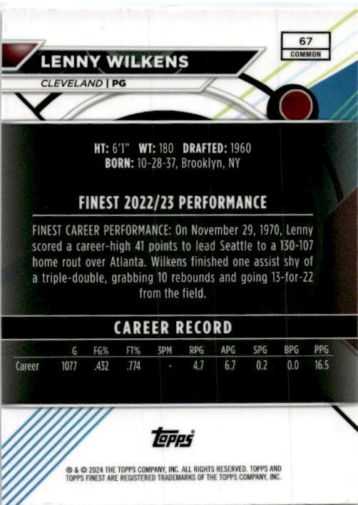 2023-24 Topps Finest #67 Lenny Wilkens Cleveland
