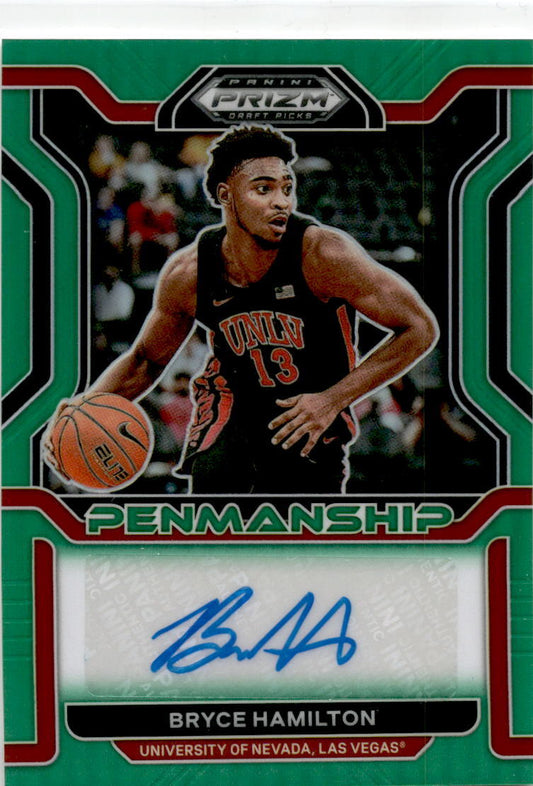 2022 Panini Prizm Draft Picks Green #CP-BHA Bryce Hamilton Auto Runnin' Rebels