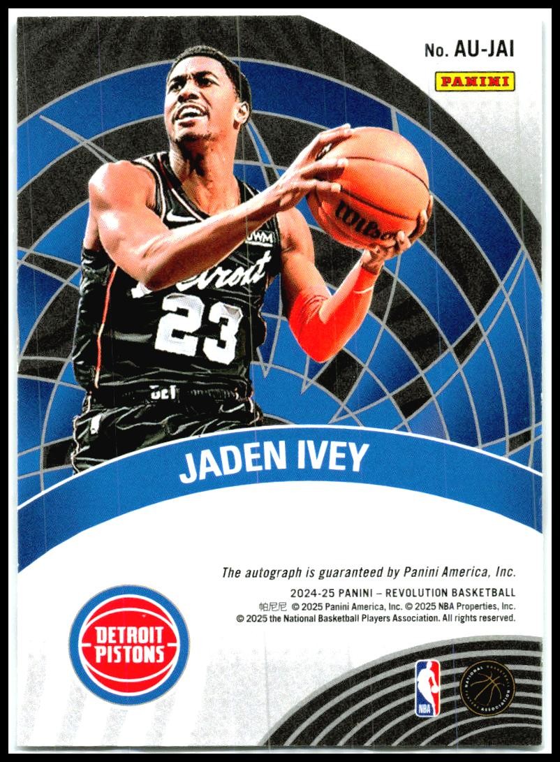 2024-25 Panini Revolution Autographs #AU-JAI Jaden Ivey Auto Detroit Pistons