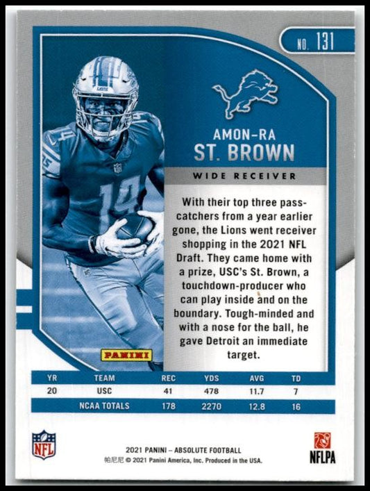 2021 Panini Absolute Green #131 Amon-Ra St. Brown Detroit Lions