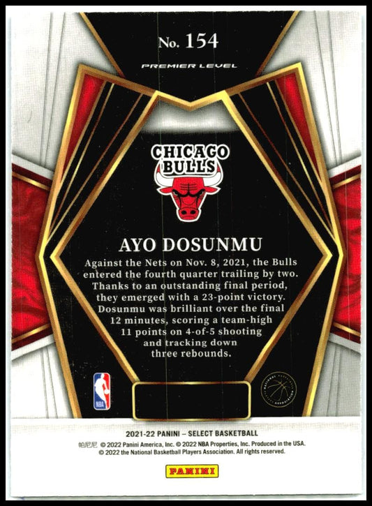 2021-22 Panini Select Blue (Retail Base) #154 Ayo Dosunmu Rookie Chicago Bulls