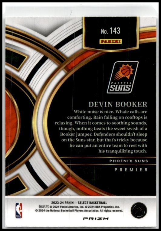 2023-24 Panini Select Silver Prizms #143 Devin Booker Phoenix Suns