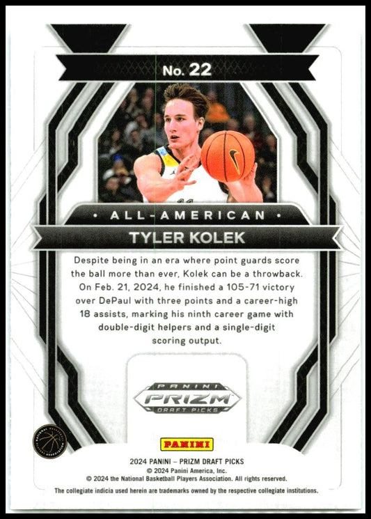 2024 Panini Prizm Draft Picks #22 Tyler Kolek Knicks