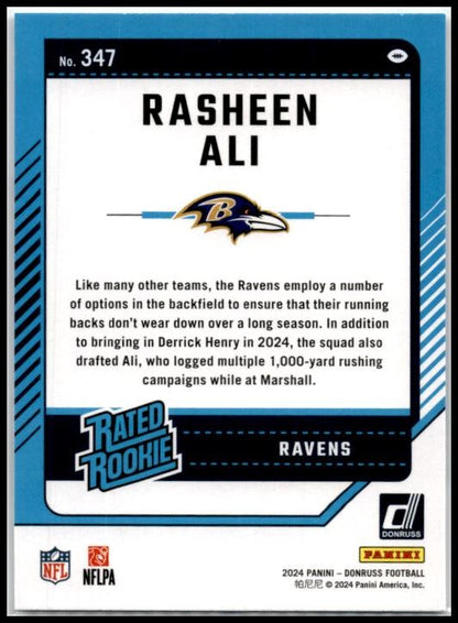 2024 Donruss #347 Rasheen Ali Rookie Baltimore Ravens