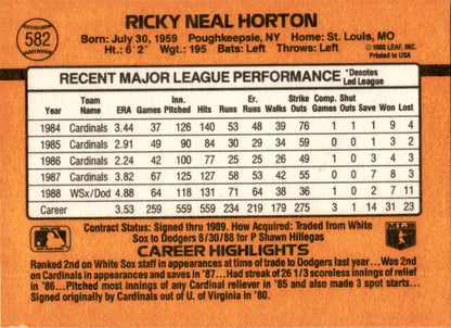 1989 Donruss #582a Ricky Horton Los Angeles Dodgers