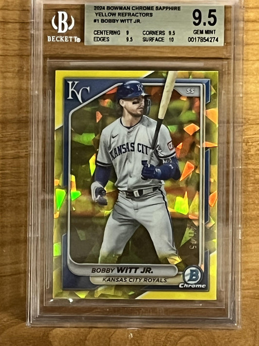 2024 Bowman Chrome Sapphire Edition Yellow #1 Bobby Witt Jr. Royals