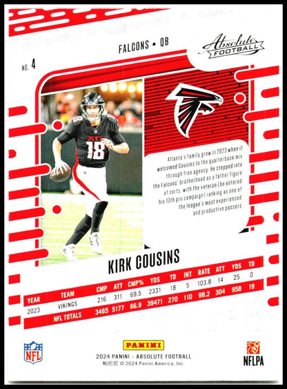 2024 Panini Absolute Retail #4 Kirk Cousins Atlanta Falcons