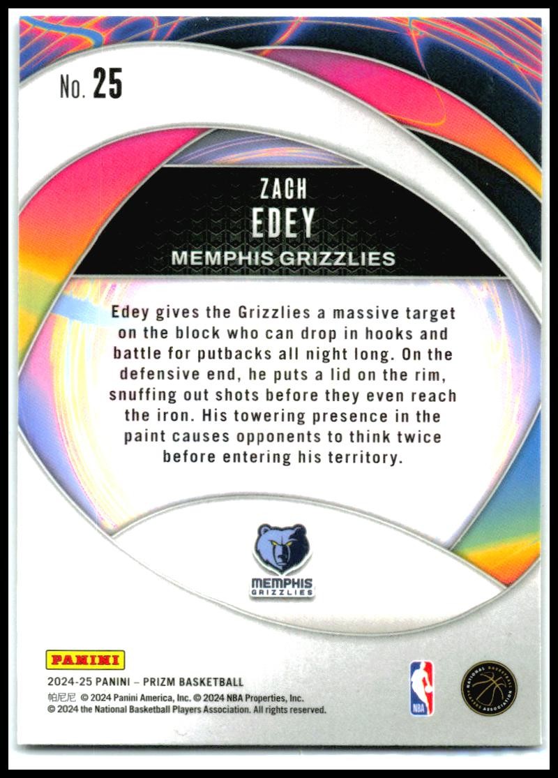 2024-25 Panini Prizm Instant Impact #25 Zach Edey Memphis Grizzlies