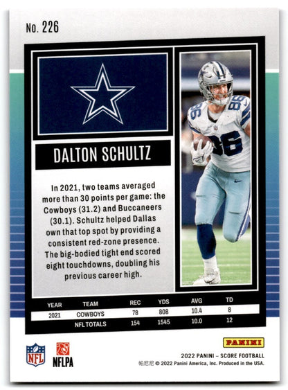 2022 Score Dalton Schultz Dallas Cowboys #226