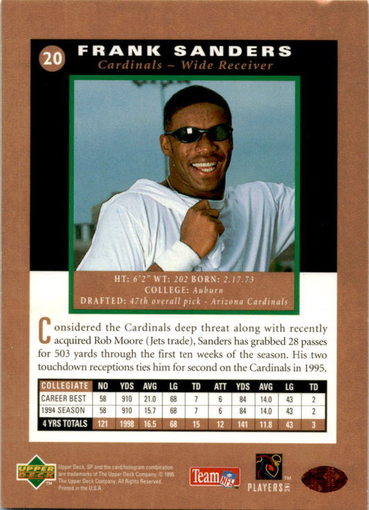 1995 SP #20 Frank Sanders Rookie Arizona Cardinals