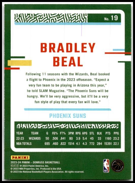 2023-24 Donruss #19 Bradley Beal Phoenix Suns