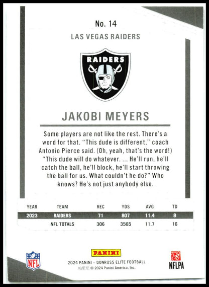 2024 Donruss Elite #14 Jakobi Meyers Las Vegas Raiders