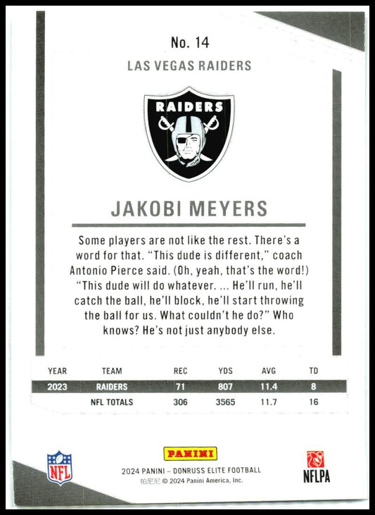 2024 Donruss Elite #14 Jakobi Meyers Las Vegas Raiders