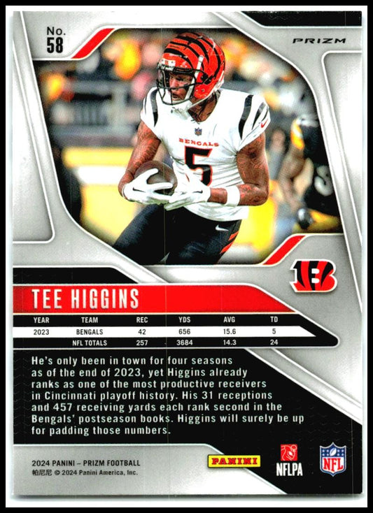 2024 Panini Prizm Red White and Blue #58 Tee Higgins Cincinnati Bengals