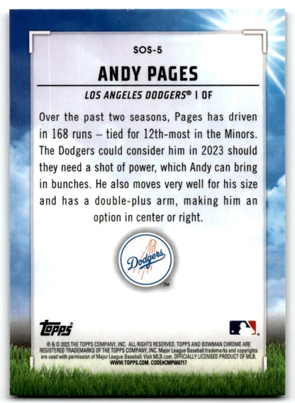2023 Bowman Sights on September Andy Pages Los Angeles Dodgers #SOS-5