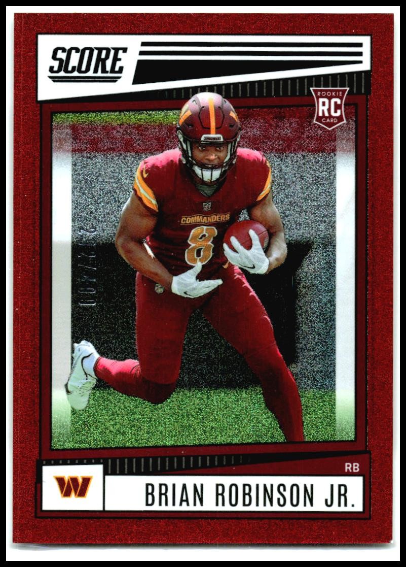 2022 Score Dots Red #338 Brian Robinson Jr. Rookie #/499 Washington Commanders