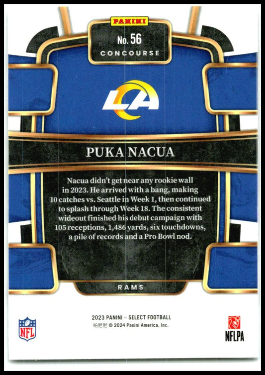 2023 Panini Select #56 Puka Nacua Rookie Los Angeles Rams
