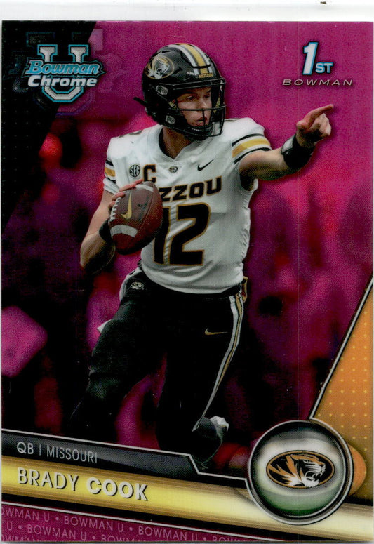2023 Bowman University Chrome Pink Refractor #131 Brady Cook Missouri Tigers
