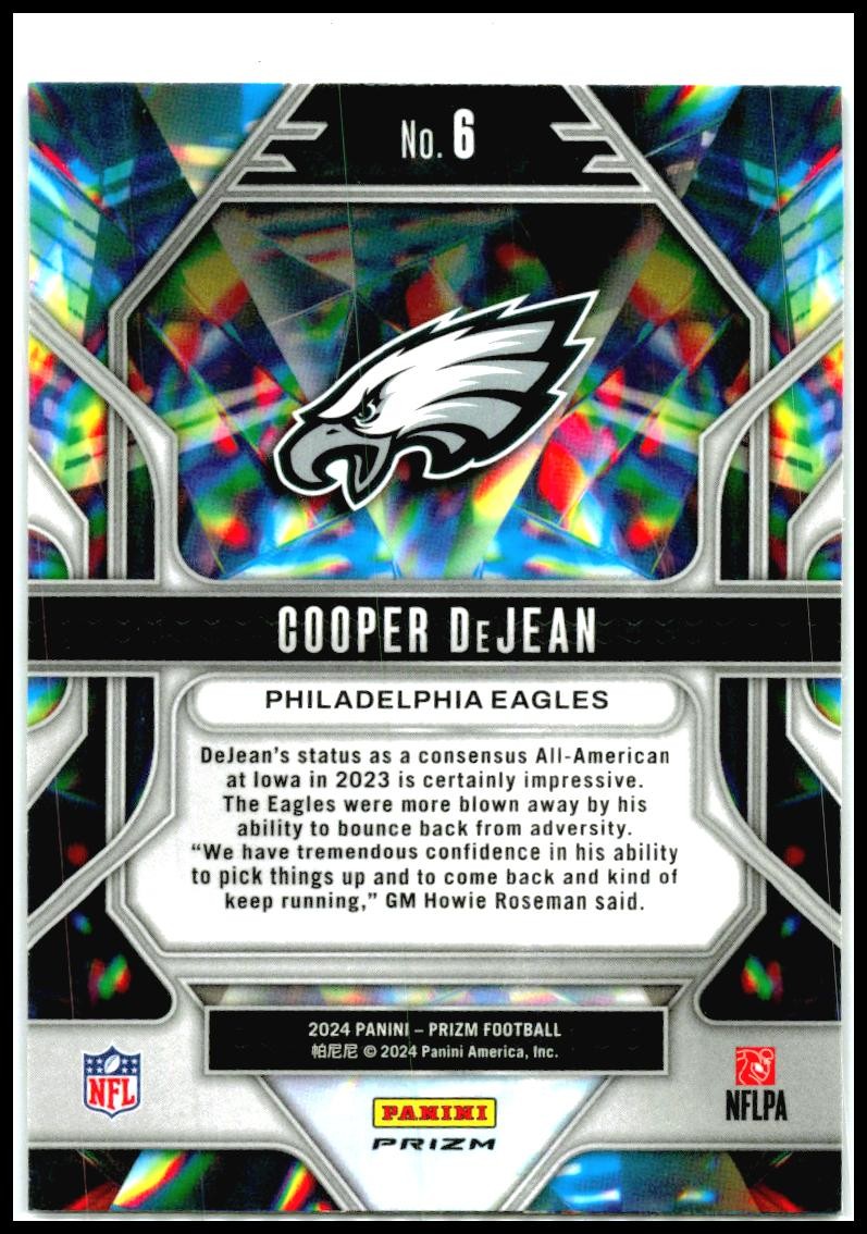 2024 Panini Prizm Prizmatic Green Ice Prizm #6 Cooper DeJean Philadelphia Eagles