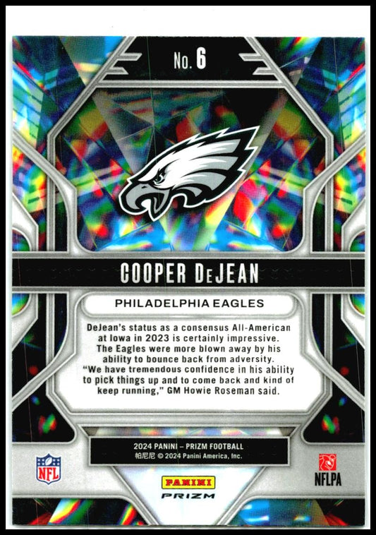 2024 Panini Prizm Prizmatic Green Ice Prizm #6 Cooper DeJean Philadelphia Eagles