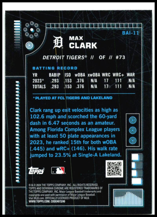 2024 Bowman Bowman A.I. #BAI-11 Max Clark Detroit Tigers
