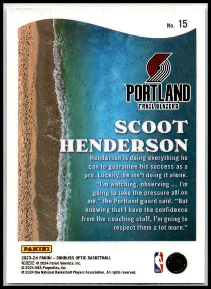 2023-24 Donruss Optic Splash #15 Scoot Henderson Portland Trail Blazers