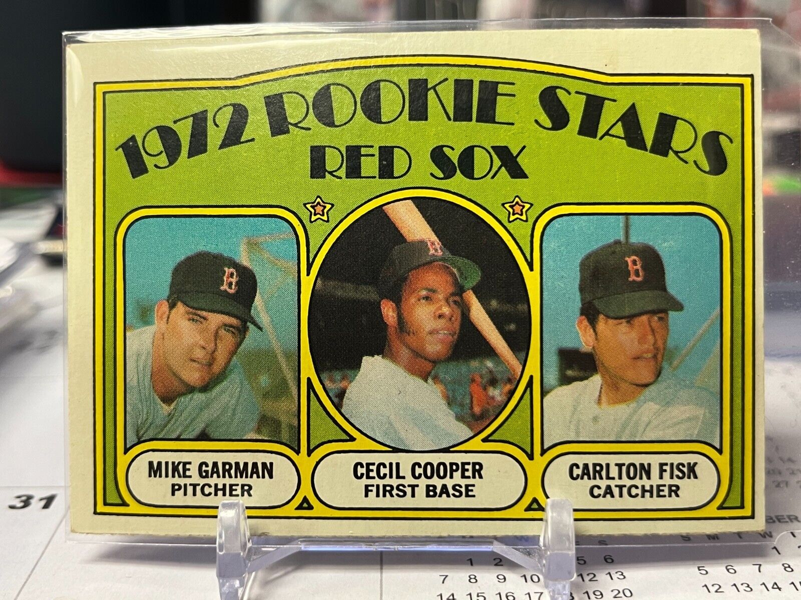 1972 Topps #79 Red Sox 1972 Rookie Stars (Garman / Cooper / Fisk) RC Red Sox