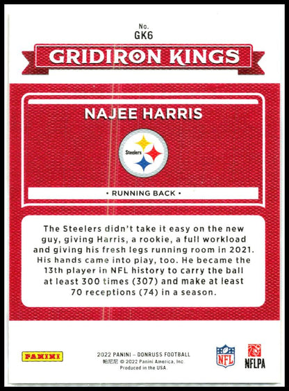 2022 Donruss Gridiron Kings #GK6 Najee Harris Pittsburgh Steelers