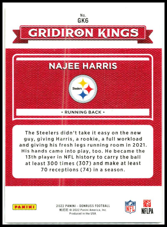 2022 Donruss Gridiron Kings #GK6 Najee Harris Pittsburgh Steelers