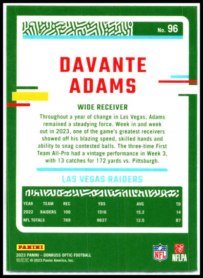 2023 Donruss Optic #96 Davante Adams Las Vegas Raiders