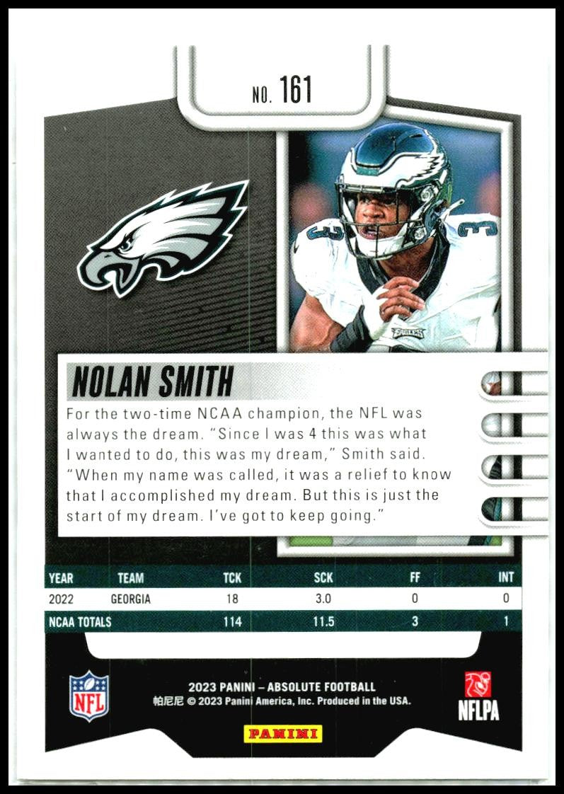 2023 Panini Absolute Retail #161 Nolan Smith Rookie Philadelphia Eagles
