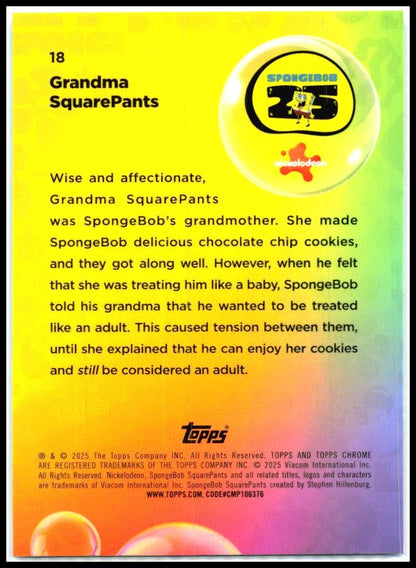 2025 Topps Chrome Spongebob Squarepants #18 Grandma SquarePants