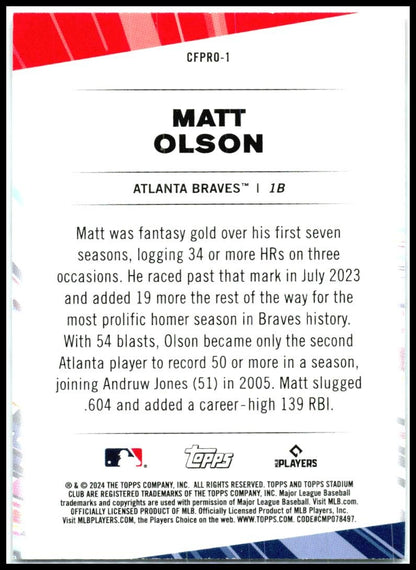 2024 Stadium Club Chief Fantasy Professionals #CFPRO-1 Matt Olson Atlanta Braves