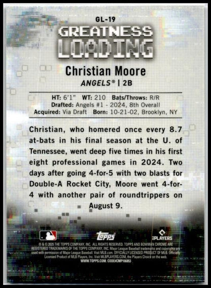 2025 Bowman Greatness Loading #GL-19 Christian Moore Angels