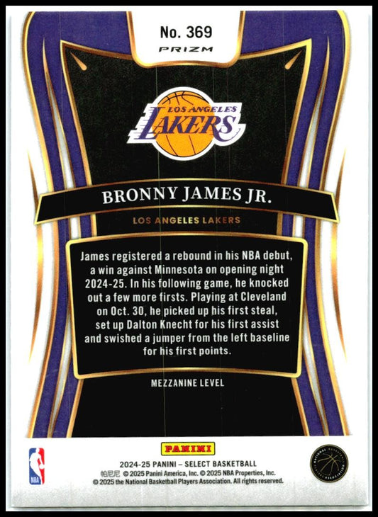 2024-25 Select Blue Ice #396 Bronny James JR Lakers
